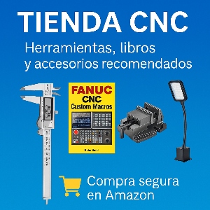 Imagen promocional de una tienda online de productos CNC, incluyendo herramientas, software y accesorios para profesionales del mecanizado.