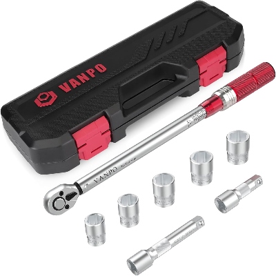 Llave dinamométrica profesional con estuche y accesorios