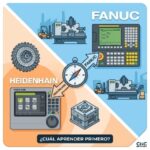Comparativa entre controles CNC Heidenhain y Fanuc, mostrando dos paneles de control lado a lado