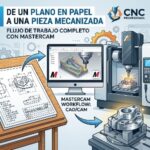 Flujo de trabajo completo con Mastercam: desde el plano en papel hasta la pieza mecanizada, pasando por diseño CAD, trayectorias y simulación